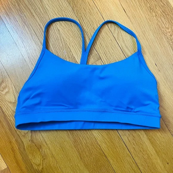 NWOT CRZ YOGA Electric Blue/Sparkle Blue Strappy Racerback Sports Bra - Picture 3 of 6